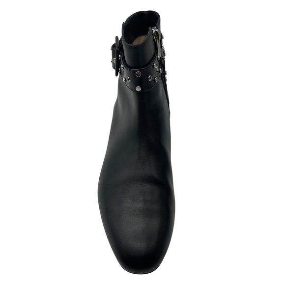 JIMMY CHOO BLACK / SILVER STUDDED LEATHER ANKLE BOOTS - Picture 4 of 8